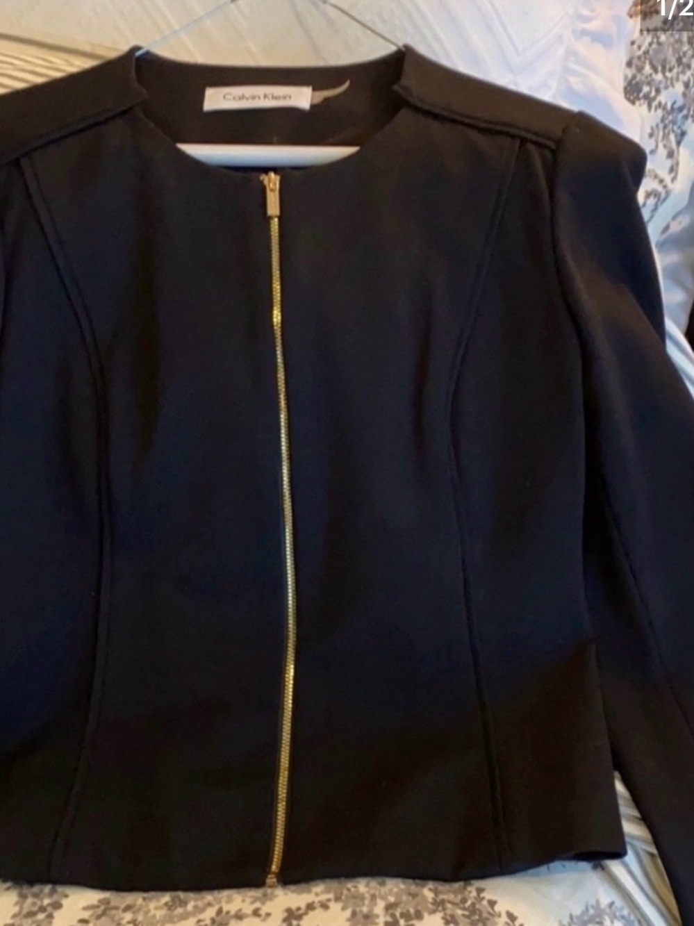 Classic Black Zip-Front Women's Blazer Jacket 2